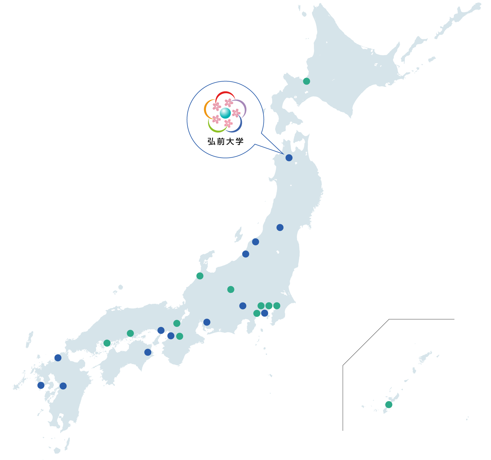 地域中核・特色ある研究大学強化促進事業 採択大学 地図